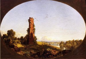 New England Landscape With Ruined Chimney